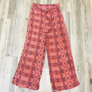 NWT Boutique Boho wide leg floral tie pants sz Large thumbnail 4