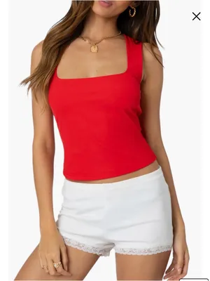 Edikted  NWOT Bright Red Essy Square Neck Top thumbnail 1