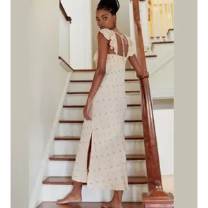Anthropologie Scallop Babydoll Midi Dress XL Embroidered Sundress Slip Dress thumbnail 2