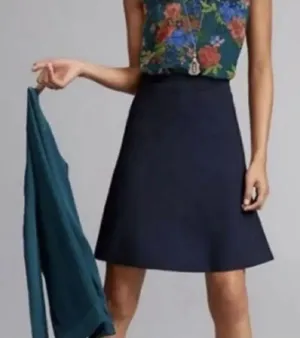 Cabi Dark Navy Knit High Waist Unlined A-line Skirt Size Medium #200 thumbnail 1