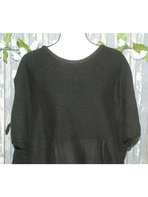 Madden NYC Black Poncho Style Sweater Oversized One Size Lagenlook Grunge Casual thumbnail 2