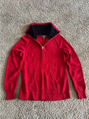 Lauren Ralph Lauren Classic Red Quarter Zip Pullover L/G thumbnail 2