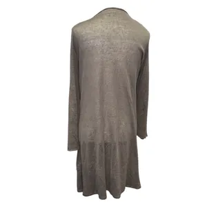 Gray 100% linen open front lightweight semi sheer duster cardigan sweater thumbnail 3