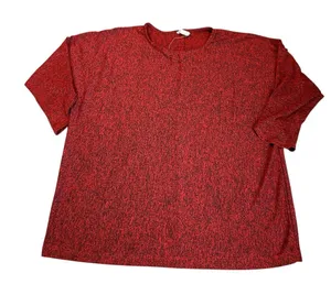 ANDREA JOVINE marbled red top with cropped sleeves thumbnail 1