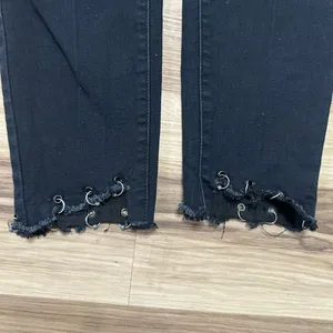 Kancan stretchy black metal ring moto13/30 raw hem jeans thumbnail 2