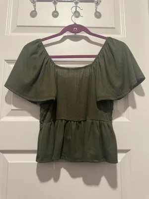Altar'd State Dark Green Flowy Top thumbnail 2