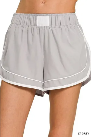 Zenana Soft Woven Lined Dolphin Shorts - Lt. Grey - Large thumbnail 1