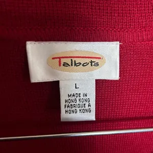 Vintage Talbot’s 100% Merino Wool Red Cardigan Gold Button Down Size Large thumbnail 2