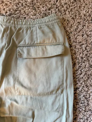 Zara Sage Green Drawstring Tapered Joggers thumbnail 6