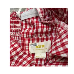 Maeve Anthropologie Bare Frill Mini Dress Red White 0P Petite thumbnail 8