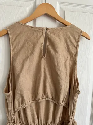 Sleeveless Universal Thread V-Neck Wide-Leg Jumpsuit in Tan thumbnail 7