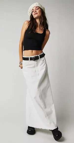 Free People Come As You Are Denim Maxi Skirt thumbnail 3