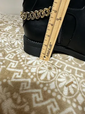 a new day Black Mid-Calf Faux Leather Boots with Chain Accent thumbnail 5