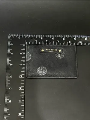 KATE SPADE Haven Lane Graham Glitter Black Crossgrain Leather Card Case Wallet thumbnail 5