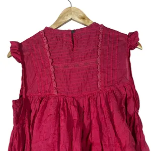 Free People Pintuck Lace Embroidered Babydoll Mini Dress Pink Boho Size XS thumbnail 5