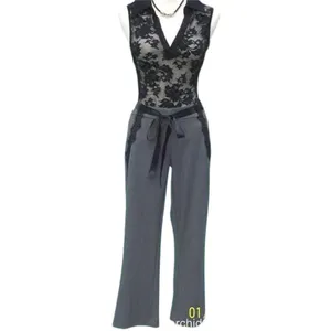 Cache Black Lace Satin Self Belt Gray Bi Stretch Crop Pant New $118 NWT Size 6 thumbnail 4