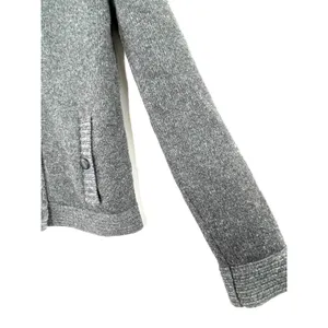 GAP 100% Wool Faux Shearling Collar Button Front Cardigan Gray Size Medium thumbnail 6