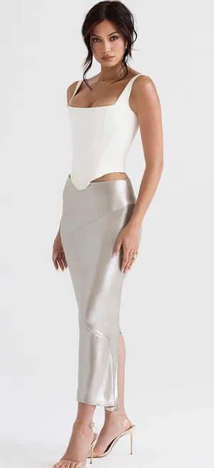 House Of CB Champagne Colette Satin Skirt thumbnail 3