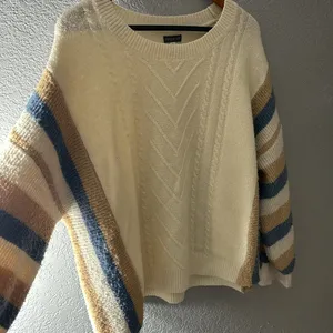 Harper & Liv Cream Knit Striped Crewneck Sweater thumbnail 4