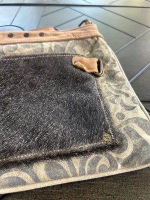 Myra Bag calf hair printed crossbody bag with leather accents western boho chic thumbnail 3