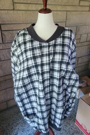 Anthony Richards 5X Plaid Button Front Long Sleeve Top Shirt Black‎ White thumbnail 1