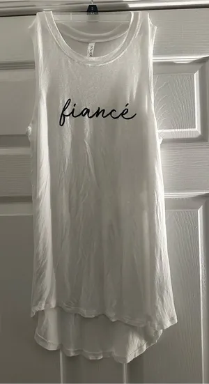 White David’s Bridal "Fiancé" Sleeveless Tank Top Size Small thumbnail 1