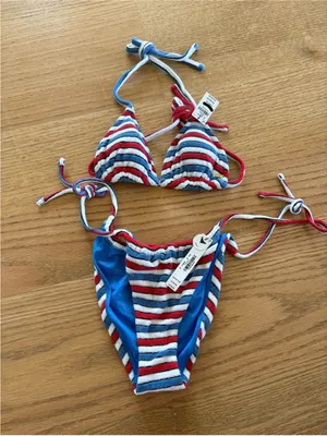 Victoria's Secret Red white and blue striped bikini thumbnail 2