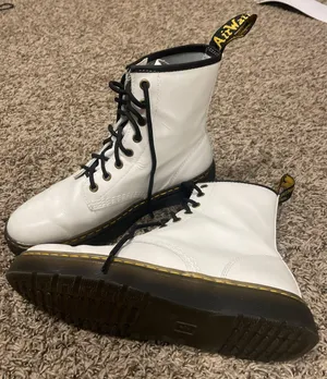White Dr. Martens Boots Women’s Leather 1460 Smooth Lace-Up thumbnail 1