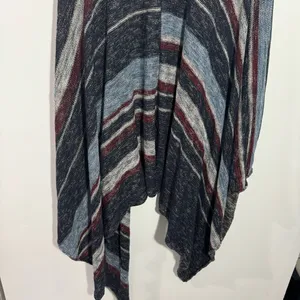 Free People Big‎ Trail Poncho Cardigan Sweater Blue Multi Large Festival Indie thumbnail 6