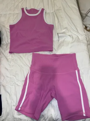 Pink Biker Shorts Set Size M thumbnail 1