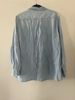 Gap 100% Cotton Chambray Denim Button Up Top XXL Light wash Western Cowgirl thumbnail 6