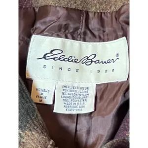 Vintage Eddie Bauer Women Plaid‎ Wool Blend Barn Chore Jacket Medium Oversized thumbnail 3