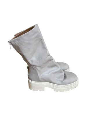 Free People Emma Ruche leather Boots grey white chunky sole Sz 39.5 thumbnail 2