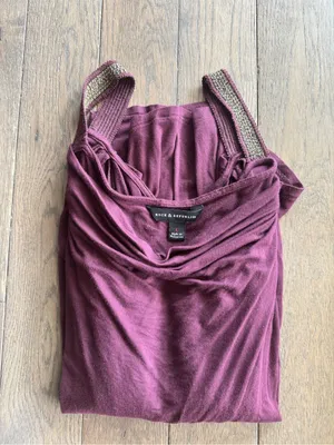 Rock & Republic Plum Wine Women's Cold Shoulder Scoop Neck Top thumbnail 7