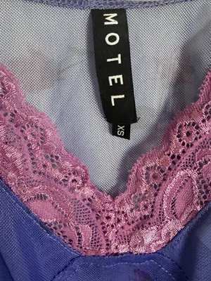 Motel Rocks Crop Top Cami Floral Romantic Coquette Cottagecore Top XS Purple thumbnail 7