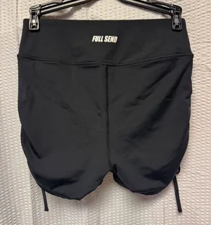 Full Send Womens Black Ruched Side Cinch High Waisted‎ Athletic Shorts Size Med thumbnail 1
