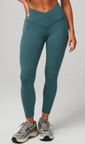Fabletics Womens Size Large Oasis PureLuxe Crossover 7/8 Legging Green High Rise thumbnail 1