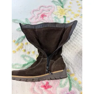 Made in Italy vtgBrown Suede leatherMid Calf Boots Side Zip Lug Sole‎ Size 39 thumbnail 7