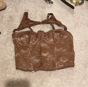 SheIn Brown Lace Corset Top thumbnail 1