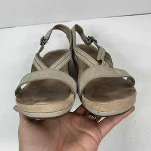 Ugg Australia Size 8 Kensley Wedge Sandals Heels Sling Back Tan Leather Women's thumbnail 10