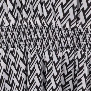 Sam Edelman Geo Mock‎ Neck Smock Waist Midi Dress Womens Size 4 Black White NWT thumbnail 9