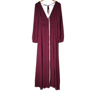Lulus Love You So Burgundy Long Sleeve V-Neck Maxi Dress Size L New thumbnail 3