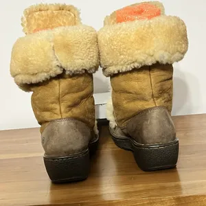 Born Telly Leather Suede Shearling‎ Winter Boots Size 9 40.5 Toggle Closure Brown thumbnail 7