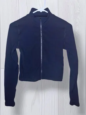 ABERCROMBIE & FITCH Cropped Ribbed Zip Up Jacket | Athleisure Mock Neck thumbnail 3
