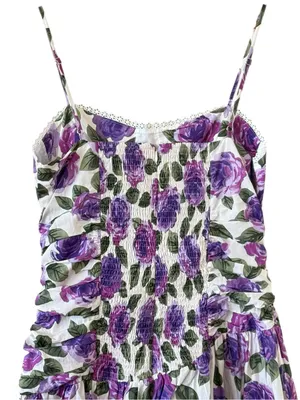 ANTHROPOLOGIE Maeve Purple Floral Printed Midi Dress Size L NEW thumbnail 4