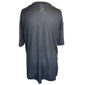 H&M Womens Blouse Sz Medium Black Short Sleeve Gothic Grunge Witchy Vampy Ribbed thumbnail 4
