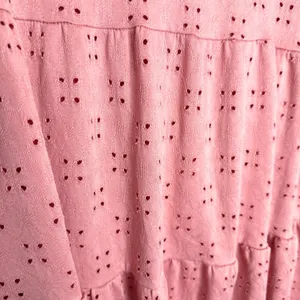 SPLA Eyelet Tie Shoulder Tiered Mini Dress Size Large Pink Cottagecore Easter thumbnail 6