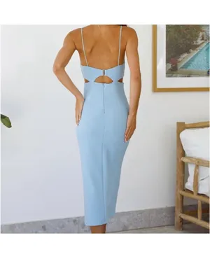 Hello Molly Dress Midi Blue Cut-Out thumbnail 2
