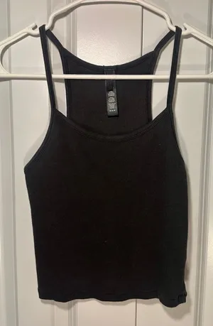 Skims Cotton Ribbed Tank Womens Medium Black Racerback Sleeveless Crop Top Basic thumbnail 1