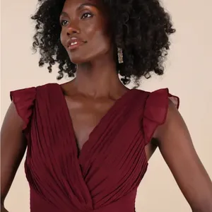 Lulu's Red V-Neck Flutter Sleeve Maxi Dress thumbnail 5